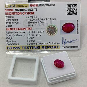 Certified Bixbite Gemstone